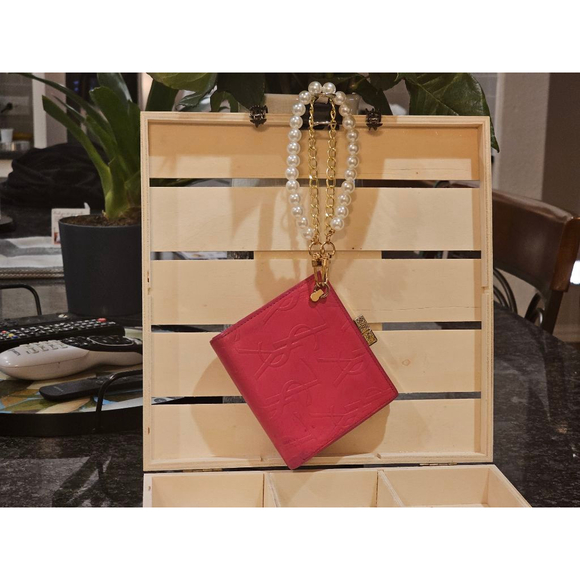 YSL Yves Saint Laurent Cassandra Lock Bi-Fold Wallet w/ Wristlet Strap Added - Picture 12 of 17